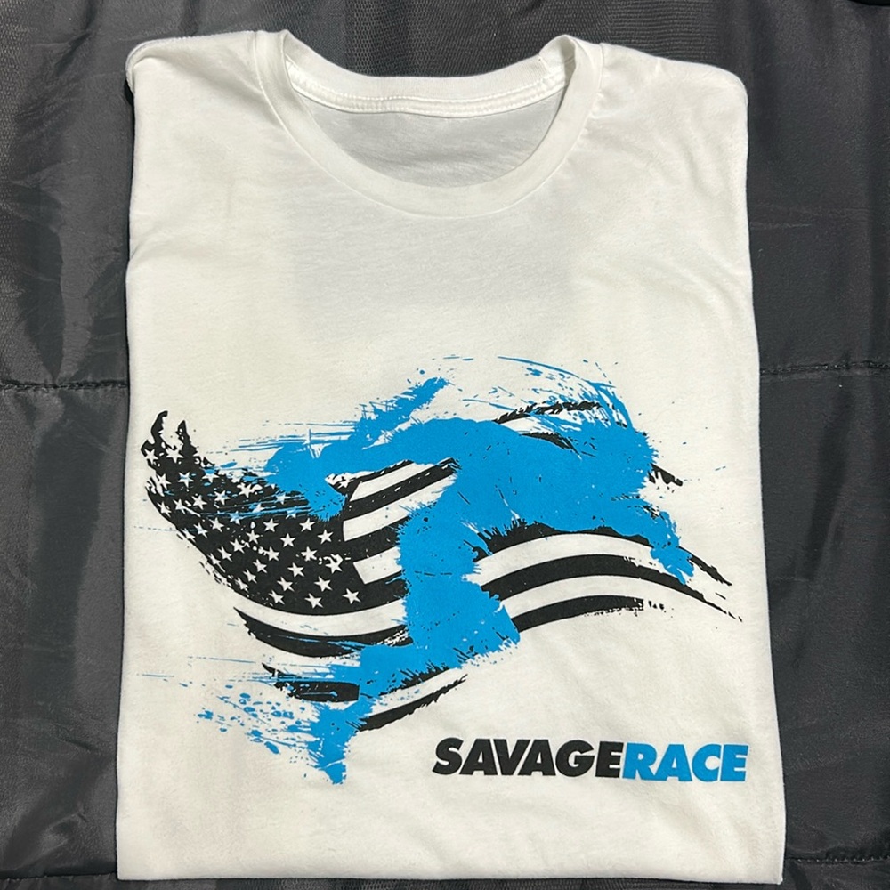 New Savage Race white T-shirt.  Mens medium.